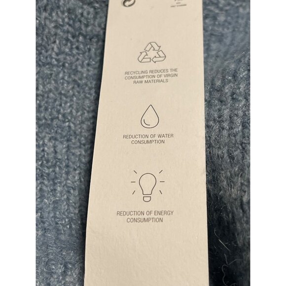 Zara Sweater Womens Size L Blue Knit Crew Neck Long Sleeve Textured Ribbed Trim - Picture 8 of 9